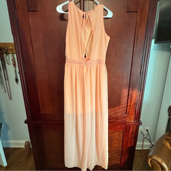 The Hanger Elegant light Peach Sleeveless Maxi Dress Goddess Style Size Medium - Picture 5 of 13